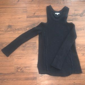 Charlotte Russe Black Knit Shoulderless Long Sleeve